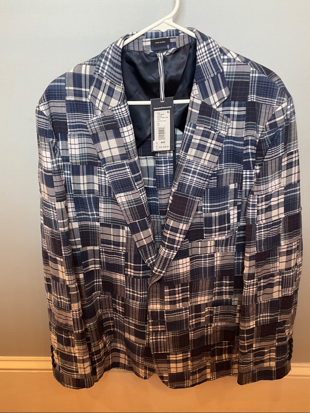 Vineyard Vines Navy and White Plaid Sport Coat